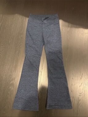 Kids' Heather Navy Flared Leggings with Wide Waistband